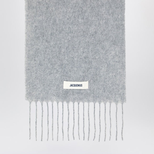 JACQUEMUS Grey scarf in alpaca and mohair