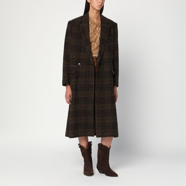 ISABEL MARANT Étoile Kaki checked Lexana double-breasted coat