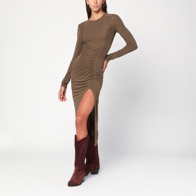 ISABEL MARANT Étoile Khaki Jelina draped jersey dress