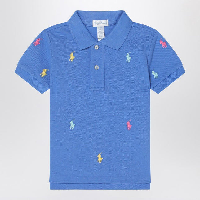 Polo Ralph Lauren Light blue polo shirt with colourful logo embroidery