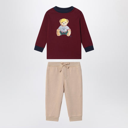 Polo Ralph Lauren Two-piece Polo Bear set in burgundy/beige