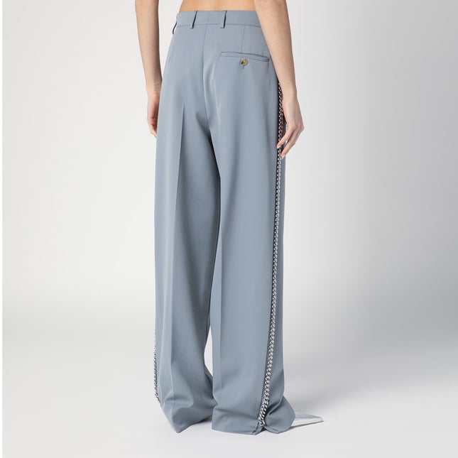 Stella McCartney Wide-leg light grey Falabella pants with chain
