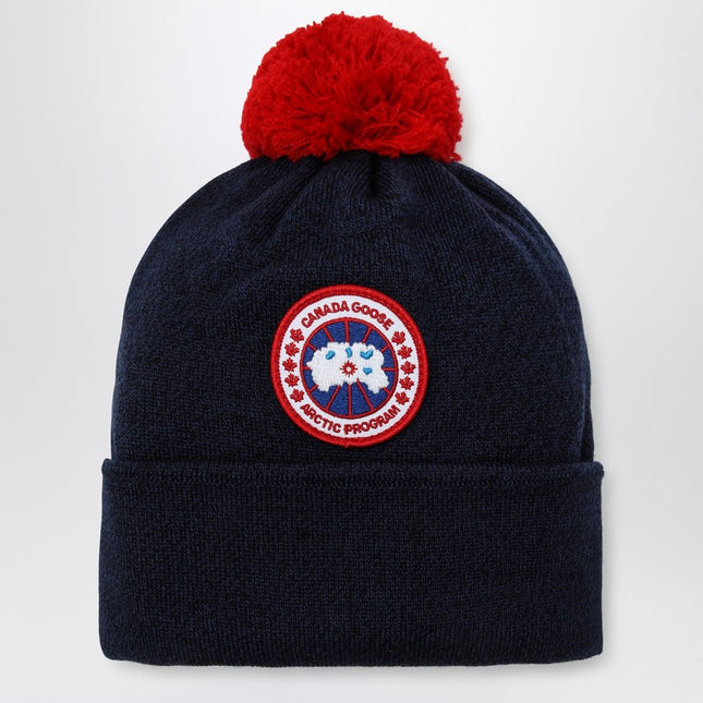 Canada Goose Navy blue wool bonnet with pon pon