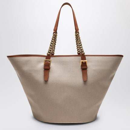 Saint Laurent Desert-coloured shoulder bag in canvas and leather