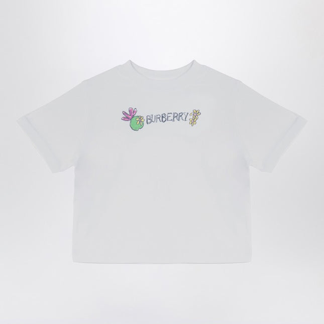 Burberry White crew-neck T-shirt with logo