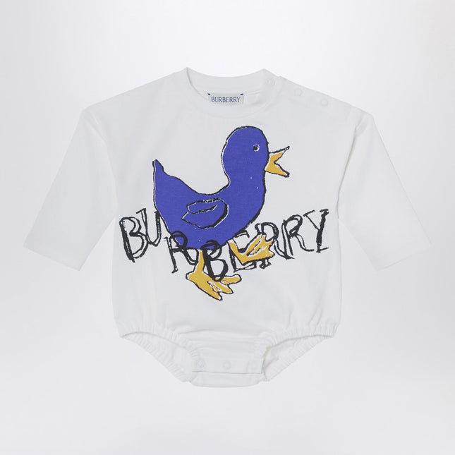Burberry White sleepsuit with logo print