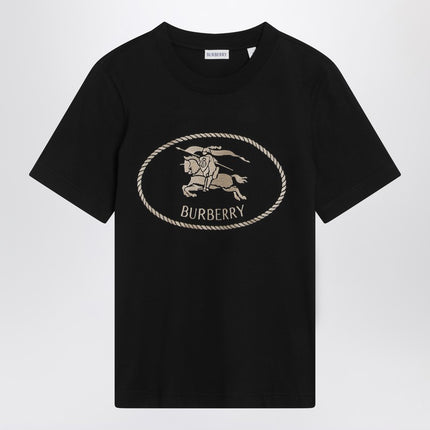 Burberry Black T-shirt with Equestrian Knight Design