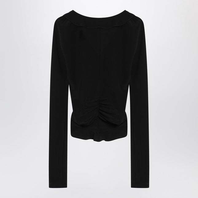 Saint Laurent Black ruffled blouse in silk