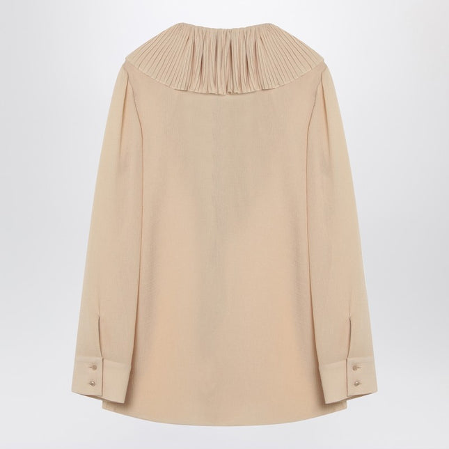 Saint Laurent Beige ruffled blouse in silk