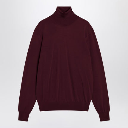 Saint Laurent Burgundy turtleneck sweater in wool