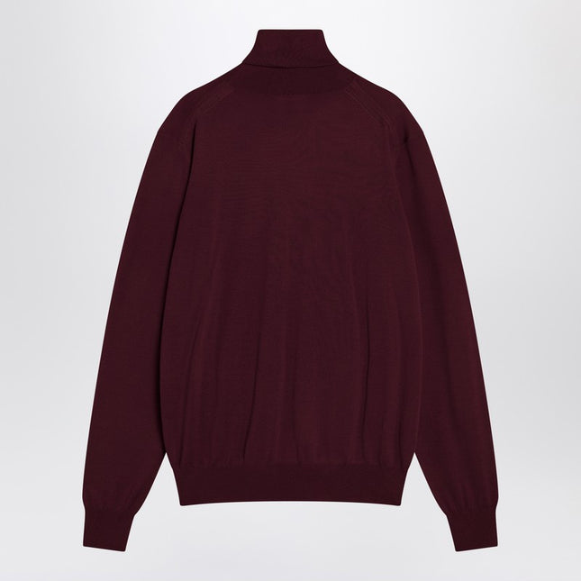 Saint Laurent Burgundy turtleneck sweater in wool