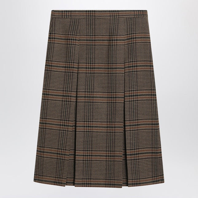 Saint Laurent Prince of Wales wool midi skirt