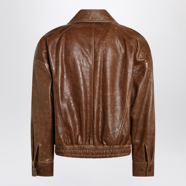 Saint Laurent Brown leather bomber