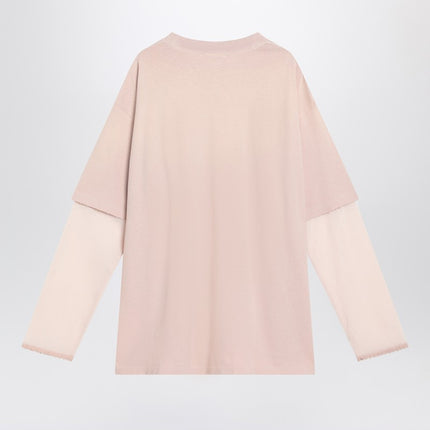 Acne Studios Pink violet layered T-shirt with print