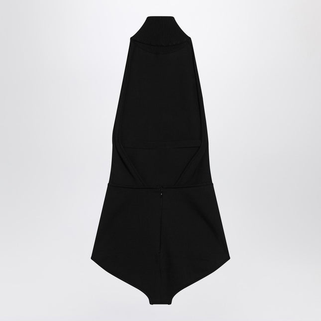 Max Mara Black turtleneck bodysuit in viscose crêpe