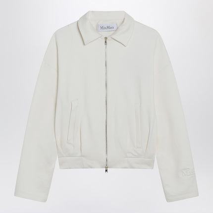 Max Mara White cropped sweatshirt in silk blend
