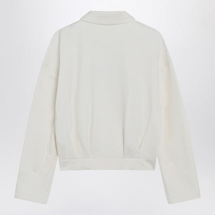 Max Mara White cropped sweatshirt in silk blend