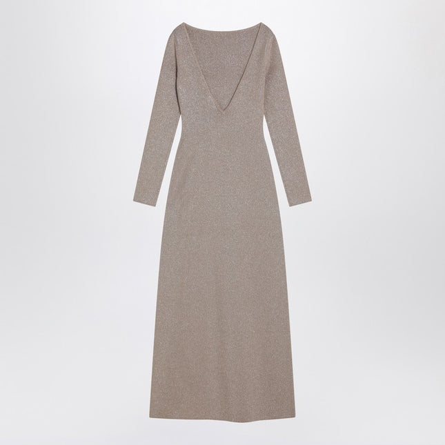Max Mara Pianoforte Beige dress in viscose and lurex yarn