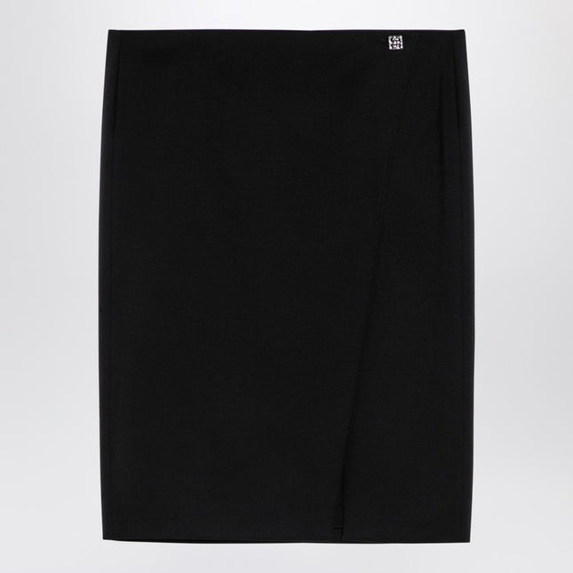 Givenchy Black wool skirt with metal button 4G