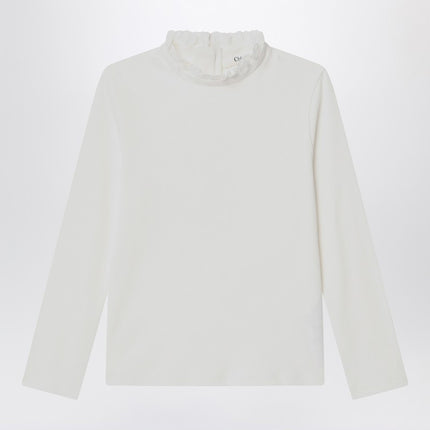 Chloé White top with high neck and ruffles