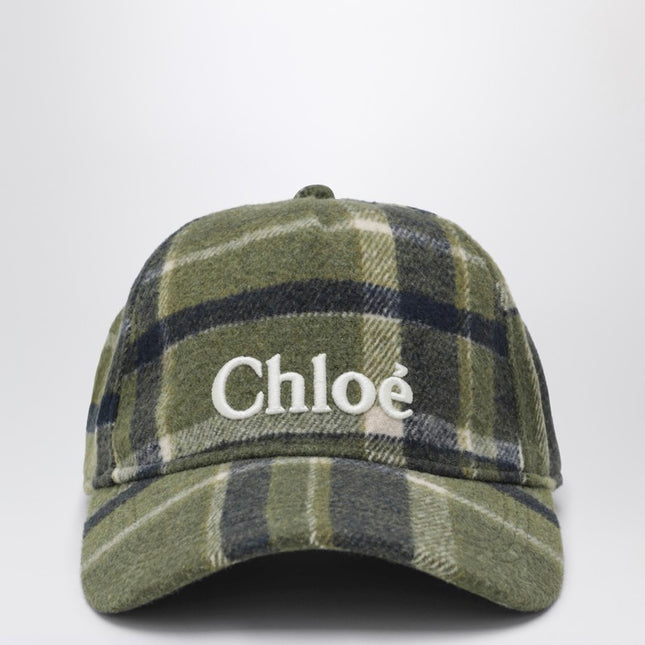 Chloé Dark green check baseball cap