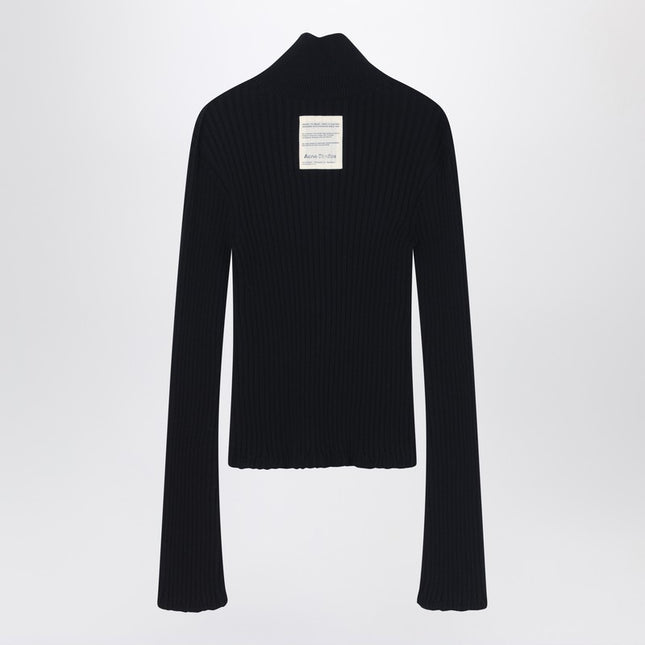 Acne Studios Black ribbed zip cardigan