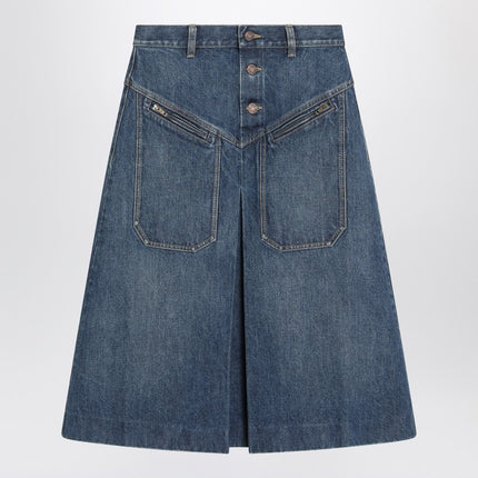 Chloé Knee-length skirt in washed blue denim