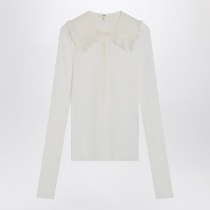 Chloé White Henley shirt in wool knit