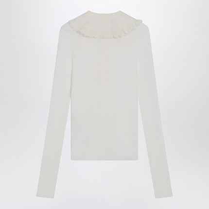 Chloé White Henley shirt in wool knit