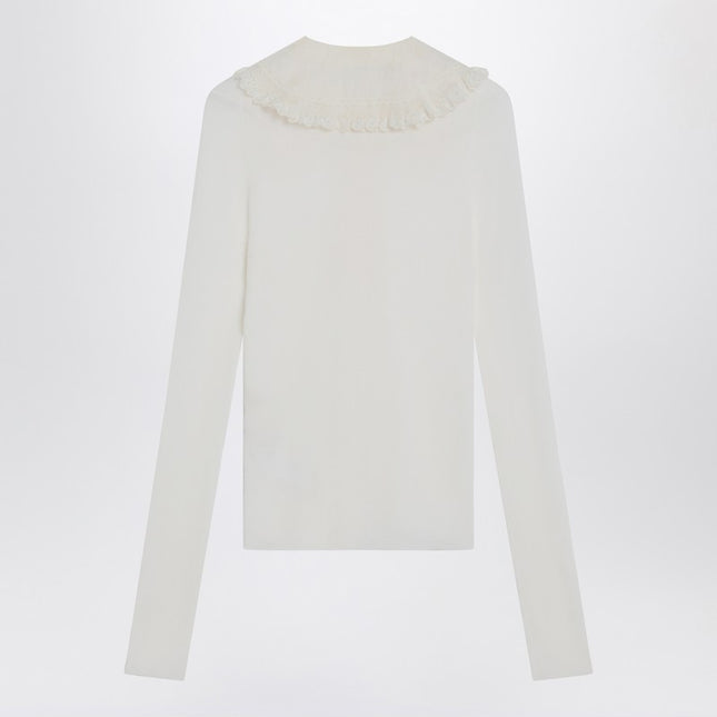 Chloé White Henley shirt in wool knit