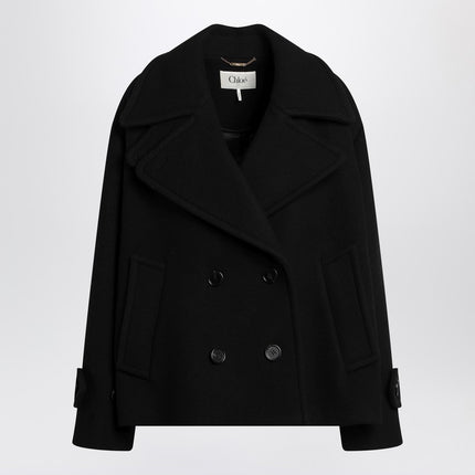 Chloé Double-breasted black coat in wool blend