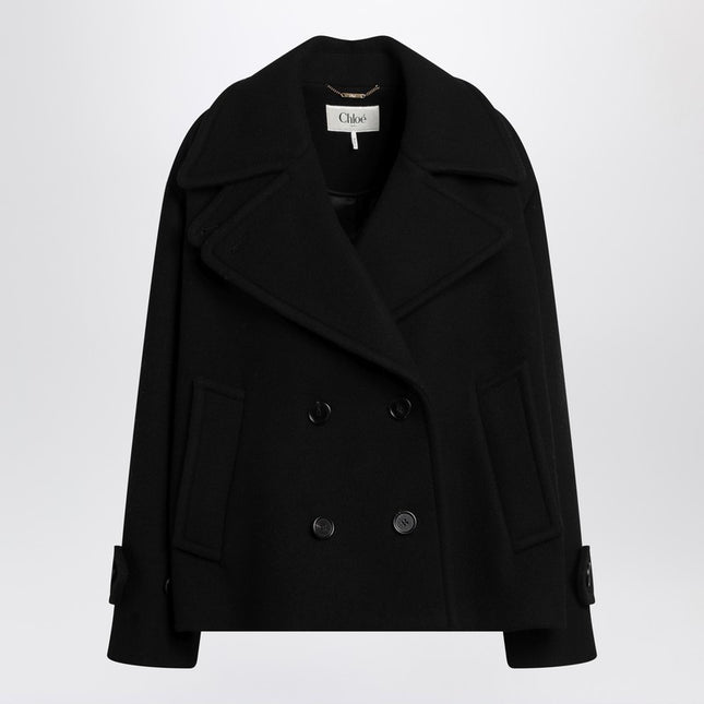 Chloé Double-breasted black coat in wool blend