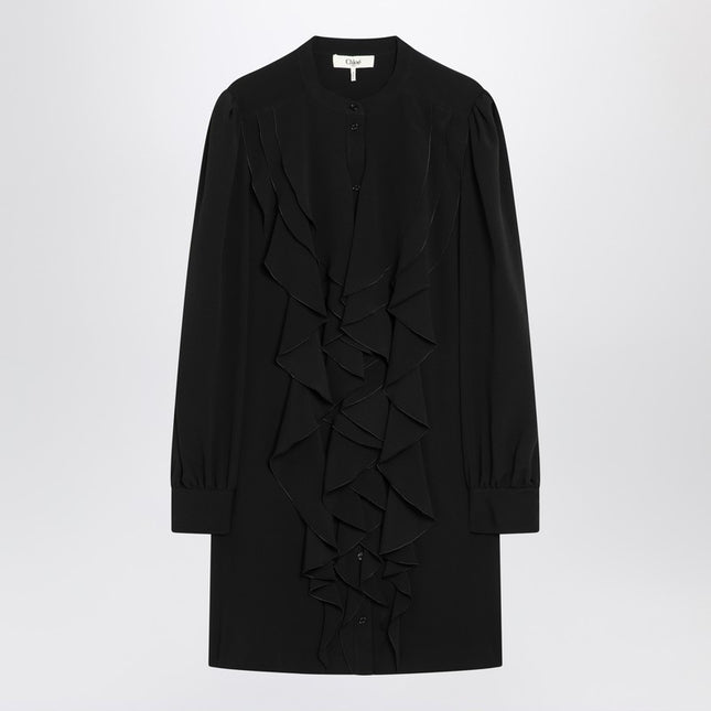 Chloé Black ruffled dress in silk blend