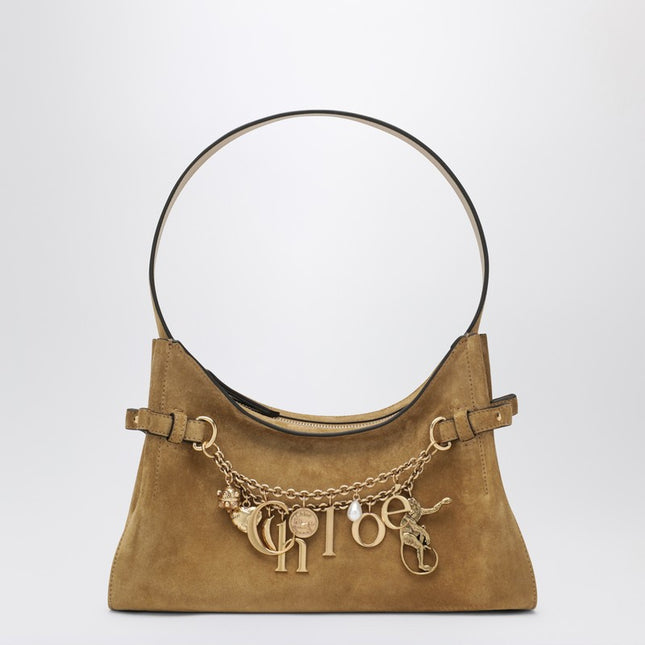 Khaki suede leather Chloé Charms Hobo bag