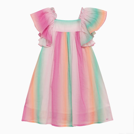 Chloé Multicoloured cotton dress with ruffles