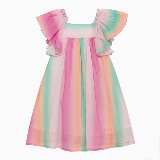 Chloé Multicoloured cotton dress with ruffles