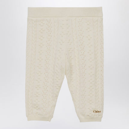 Chloé Ivory embroidered cotton and wool legging