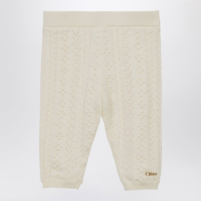 Chloé Ivory embroidered cotton and wool legging