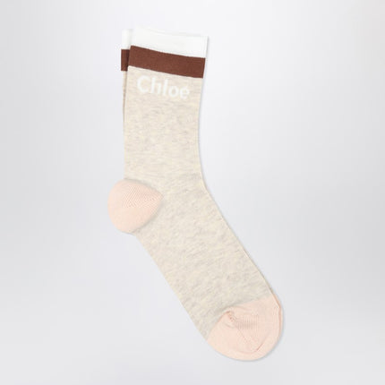 Chloé Socks beige mélange with logo