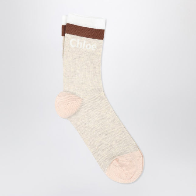 Chloé Socks beige mélange with logo