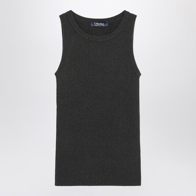 S Max Mara Green ribbed tank top in wool and cashmere