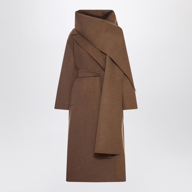 S Max Mara Hazelnut wool wrap coat
