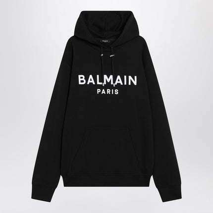 Balmain Black cotton hoodie with logo