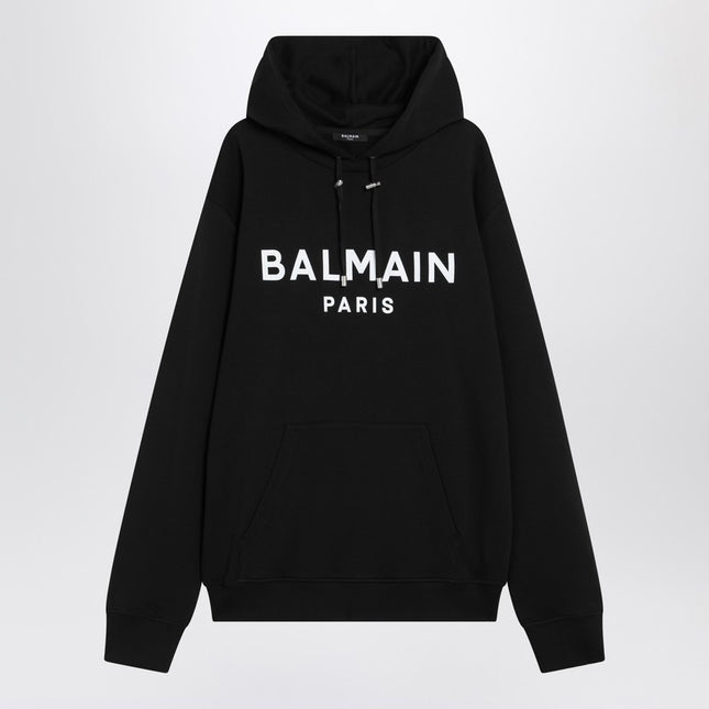 Balmain Black cotton hoodie with logo