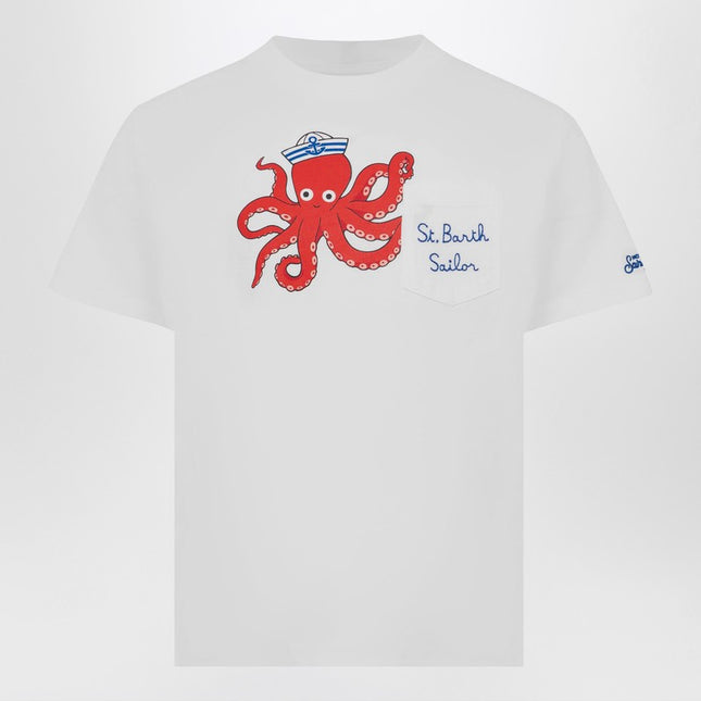 MC2 Saint Barth Eddy T-shirt white with octopus print