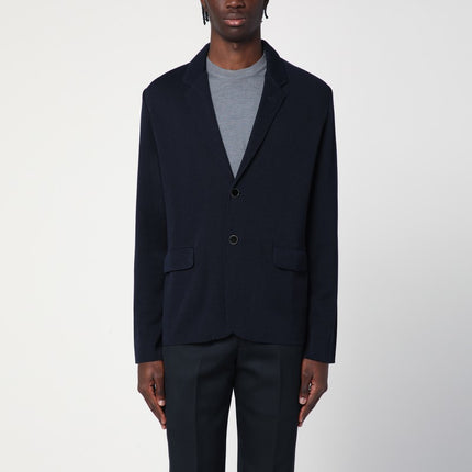 Lardini Navy blue single-breasted knitted jacket