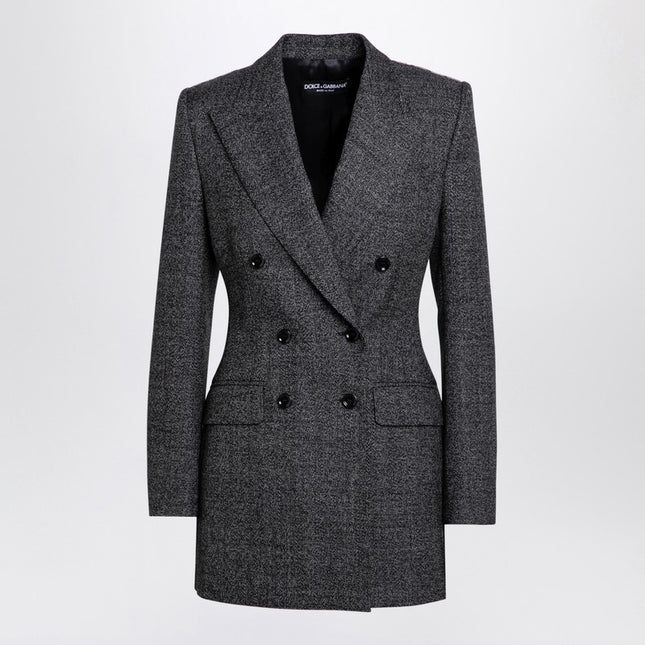 Dolce & Gabbana Dolce&Gabbana Anthracite grey tweed double-breasted jacket