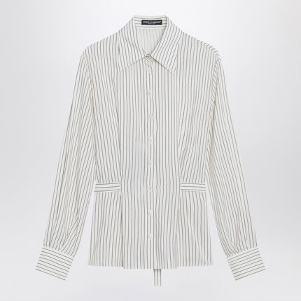 Dolce & Gabbana Dolce&Gabbana White pinstriped shirt in silk and cotton