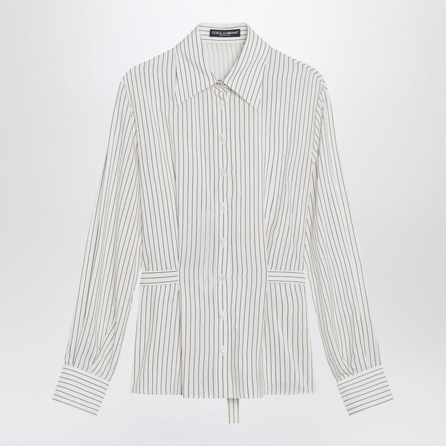 Dolce & Gabbana Dolce&Gabbana White pinstriped shirt in silk and cotton