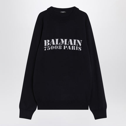 Balmain Blue wool sweater with logo
